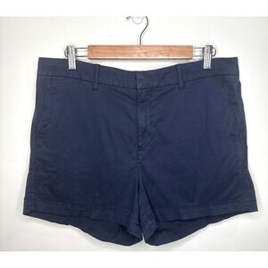 Quince Organic Stretch‎ Cotton Chino Shorts Womens 12 4"  Navy Blue Khaki Preppy